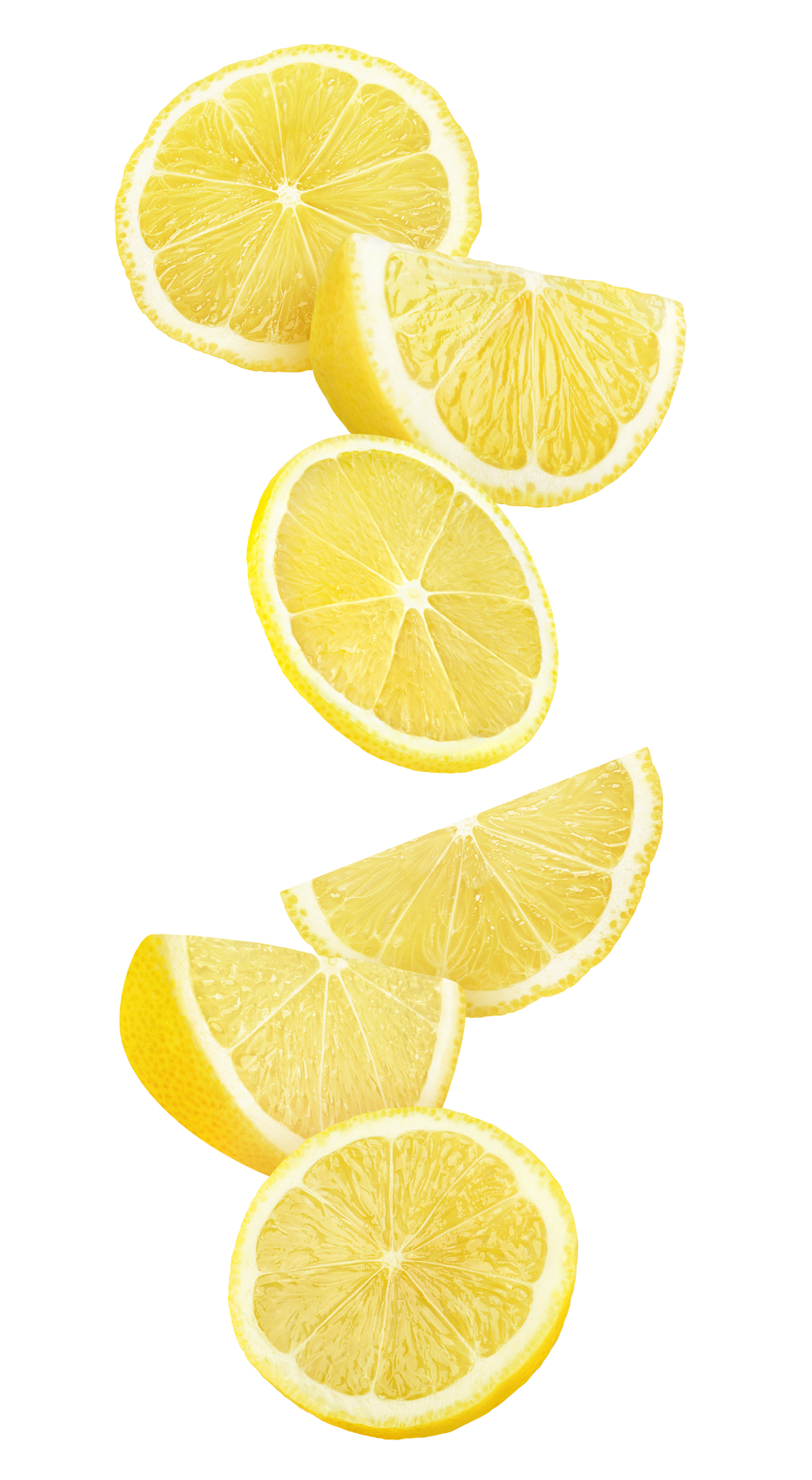 Isolated Falling Lemon Pieces